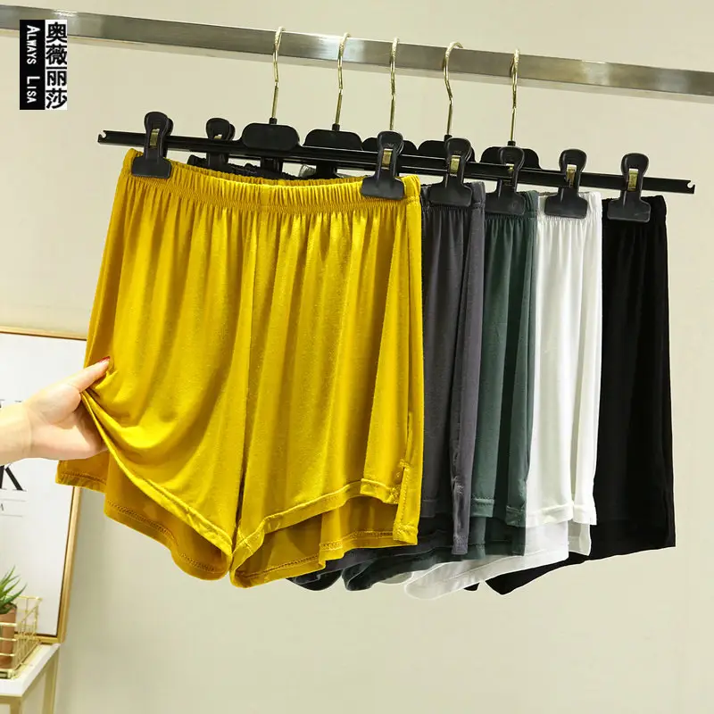 Women's White Irregular Modal Shorts Plus Size Sleep Wear - Image 8