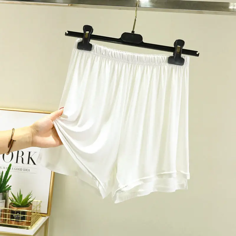 Women's White Irregular Modal Shorts Plus Size Sleep Wear - Image 9