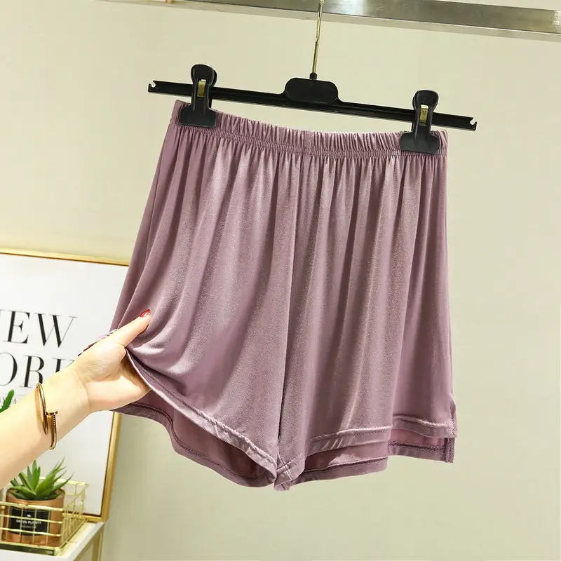Women's White Irregular Modal Shorts Plus Size Sleep Wear - Image 4