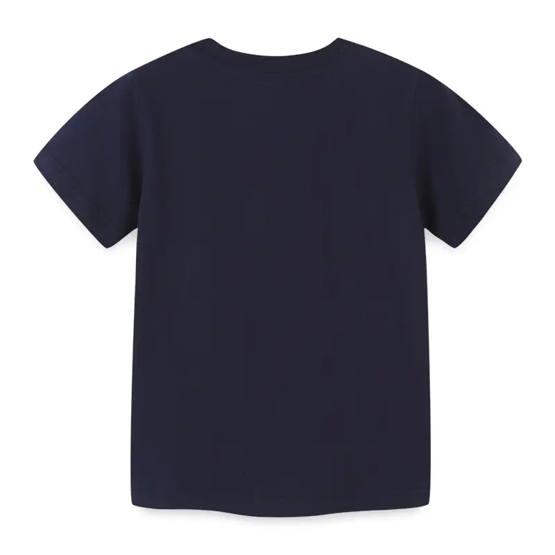 Summer Boys T-Shirt Navy Cotton Round Neck Medium Small