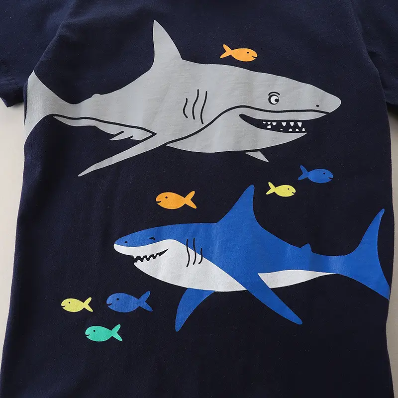 Summer Boys T-Shirt Navy Cotton Round Neck Medium Small