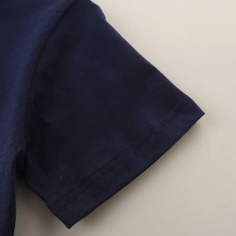 Summer Boys T-Shirt Navy Cotton Round Neck Medium Small