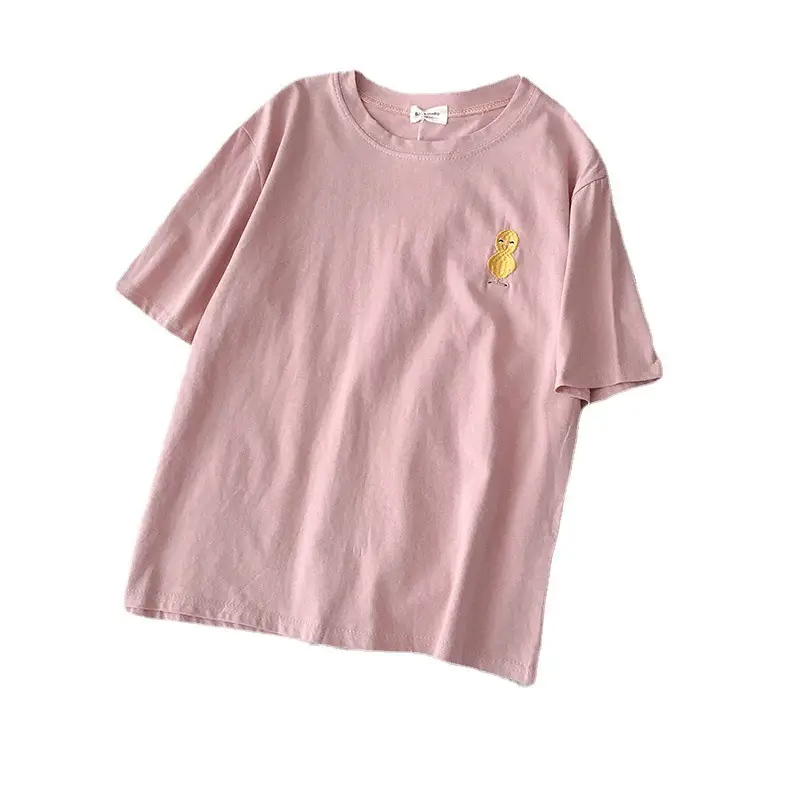 Women Grey T-Shirt with Cat Embroidery Summer Casual Wear - Image 23
