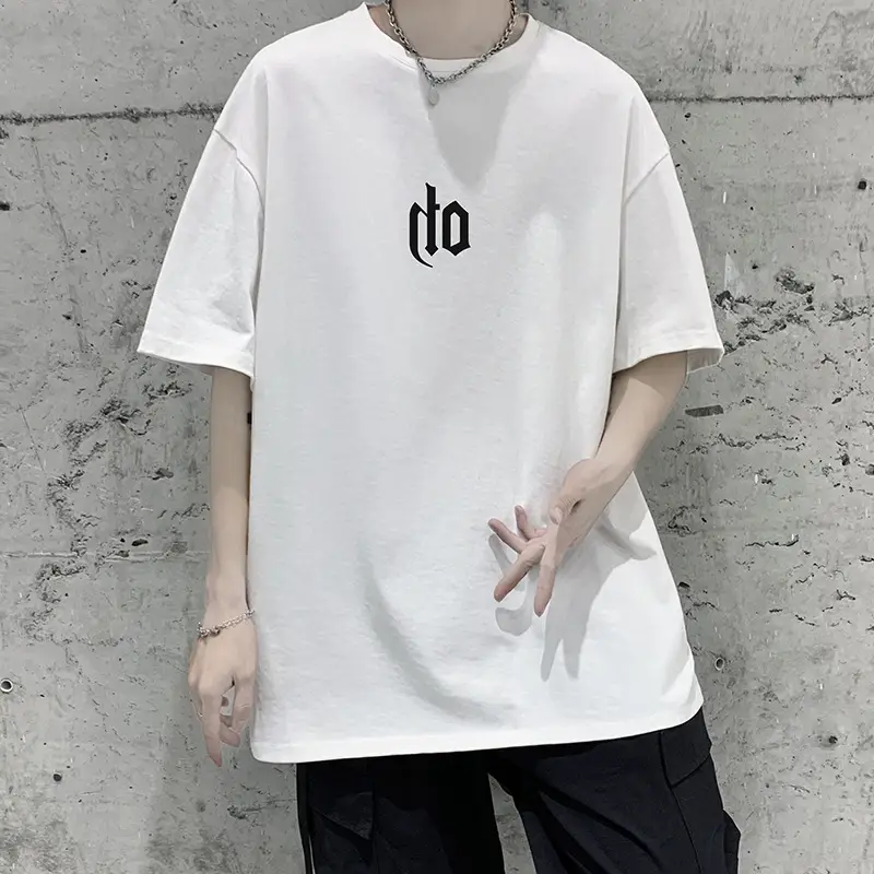 Men Cotton T-Shirt Letter Print Short Sleeve Summer - Image 7