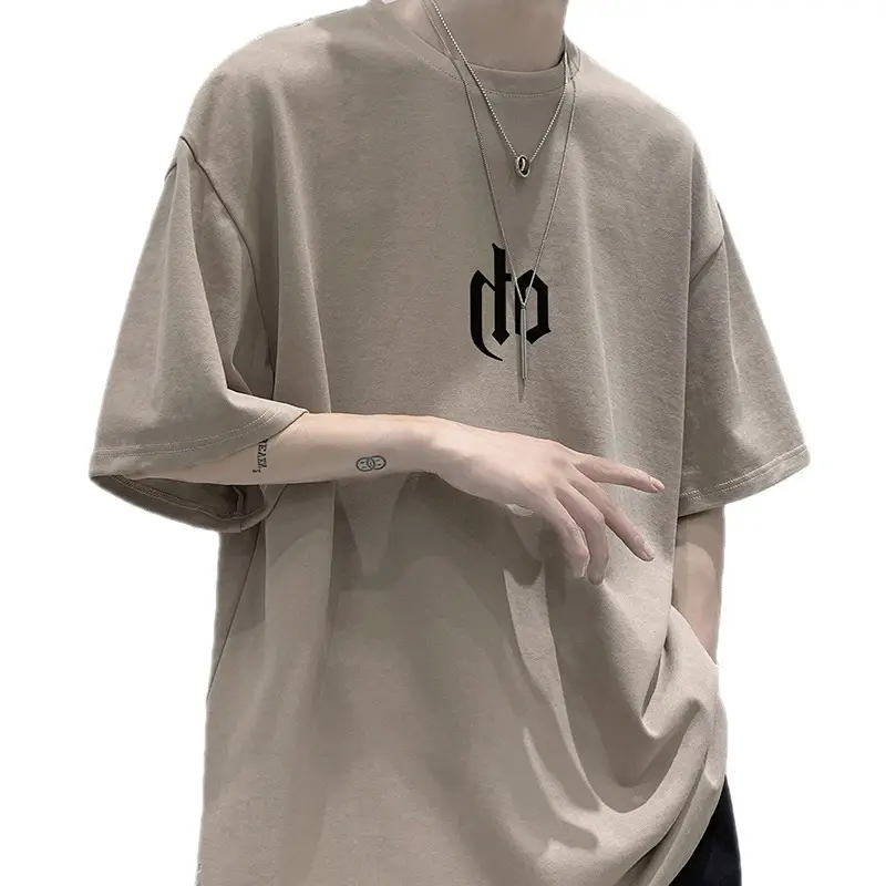 Men Cotton T-Shirt Letter Print Short Sleeve Summer - Image 9