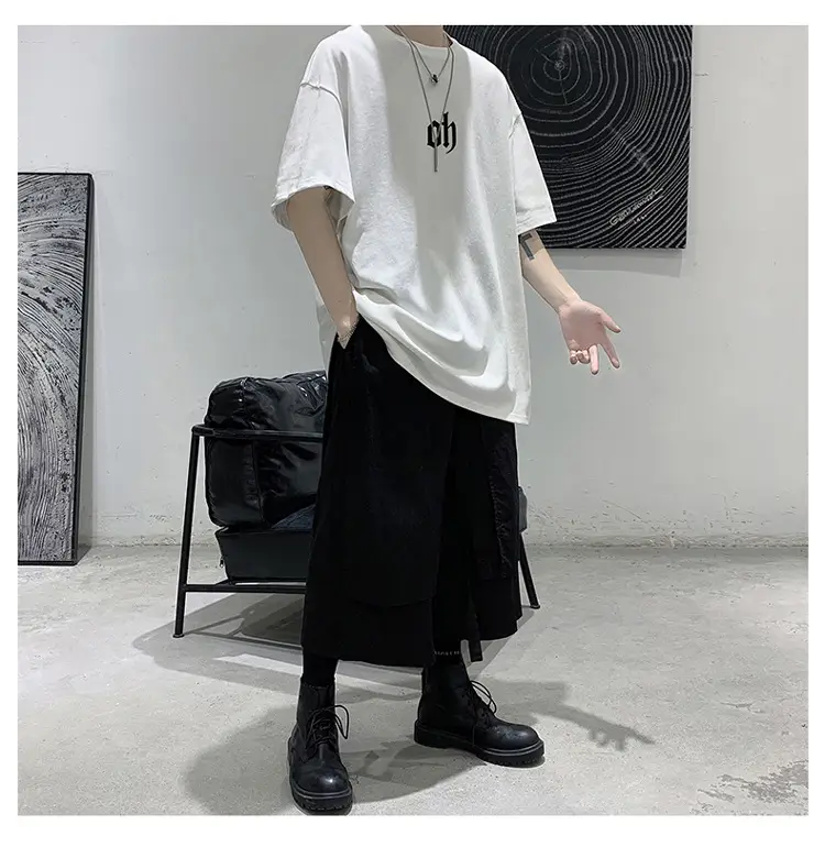 Men Cotton T-Shirt Letter Print Short Sleeve Summer — feature 10