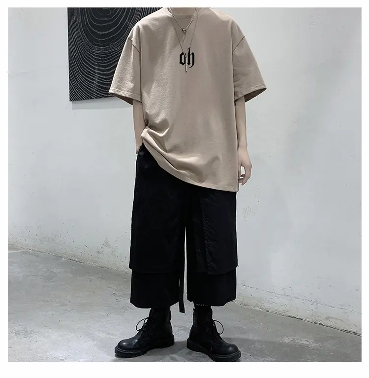 Men Cotton T-Shirt Letter Print Short Sleeve Summer — feature 19