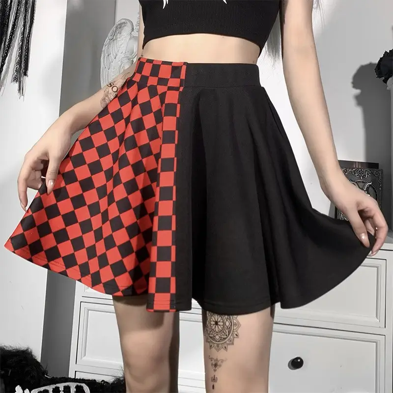 Cross-Border Black Checkered Skirt High Waist 2022 - Image 2