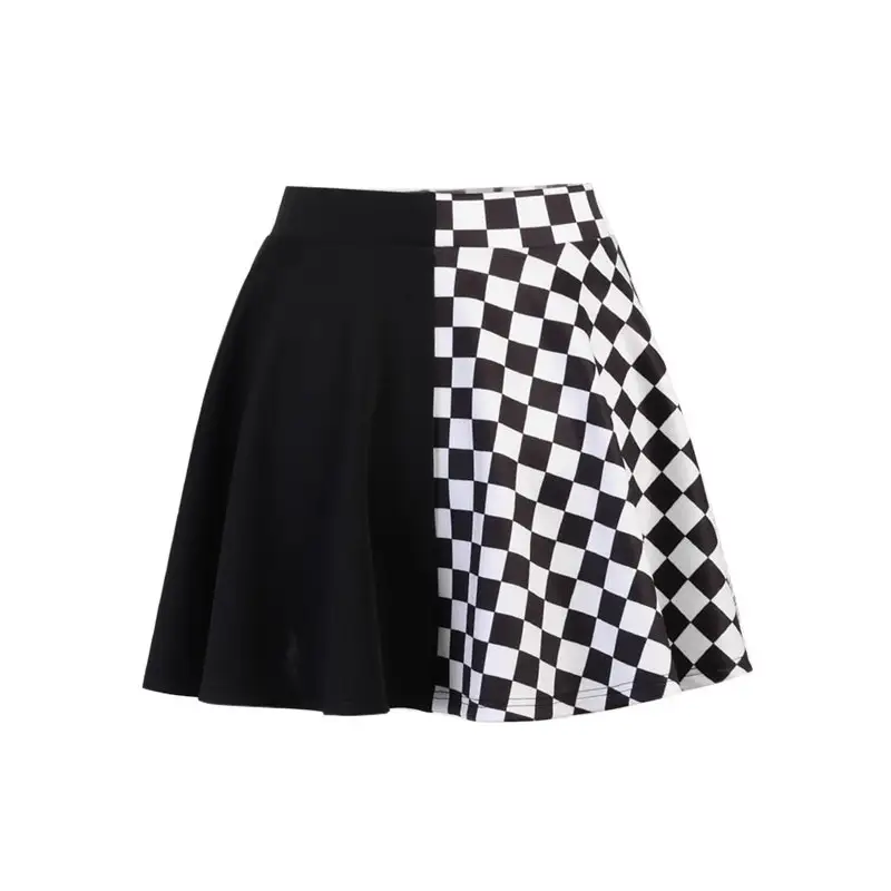 Cross-Border Black Checkered Skirt High Waist 2022 - Image 6
