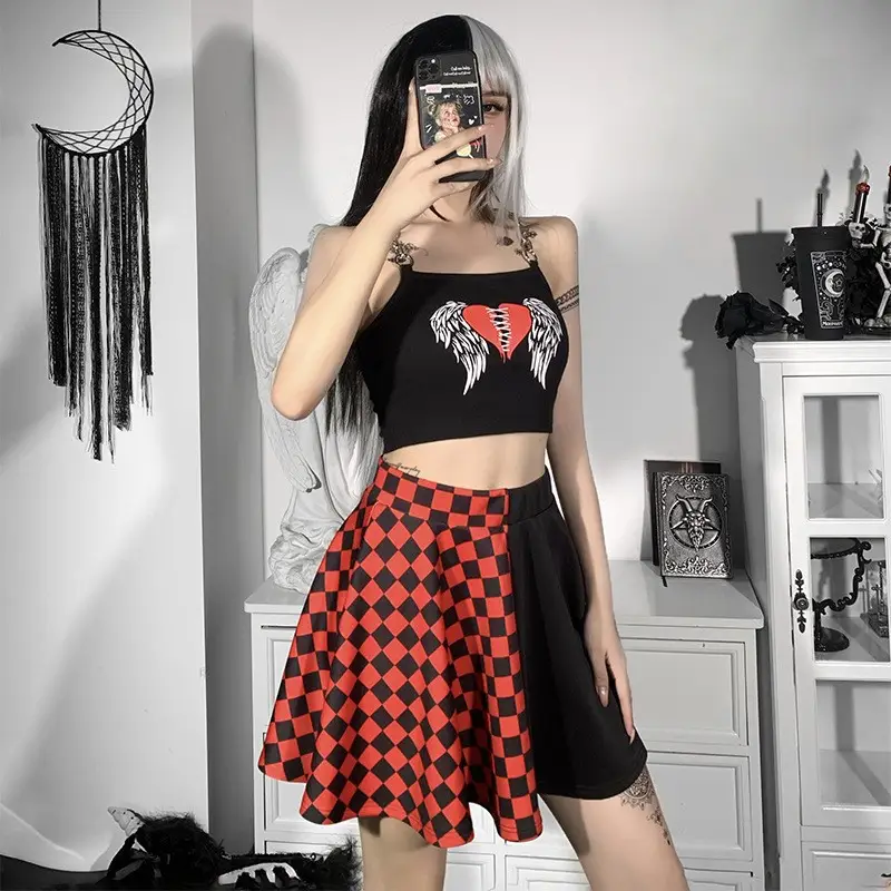 Cross-Border Black Checkered Skirt High Waist 2022 — feature 22