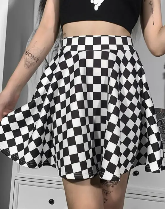 Cross-Border Black Checkered Skirt High Waist 2022 — feature 6