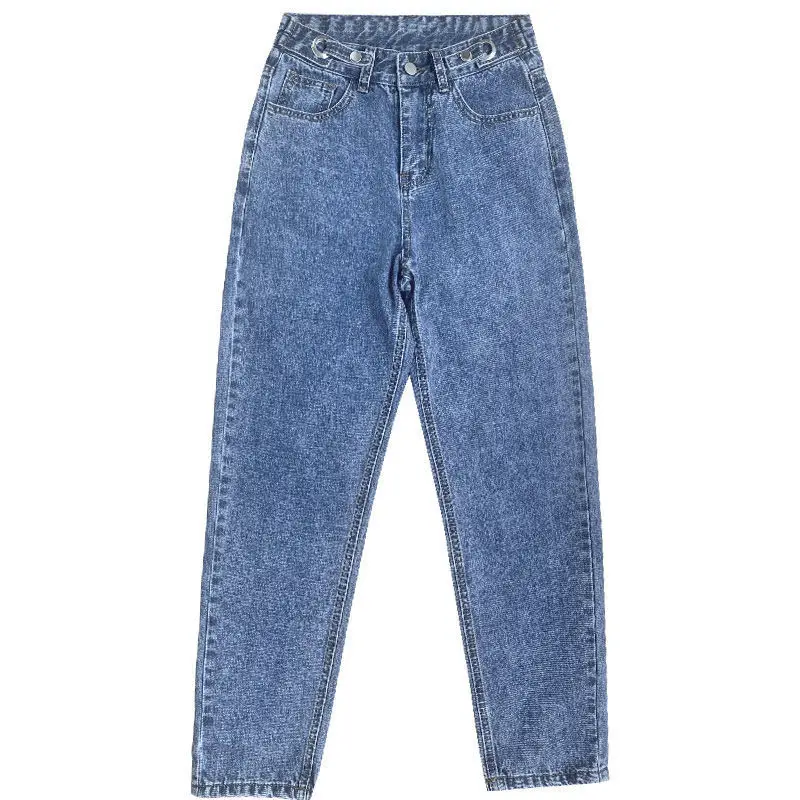 Women's Blue Radish Cropped Dad Jeans Slim Fit High Waist