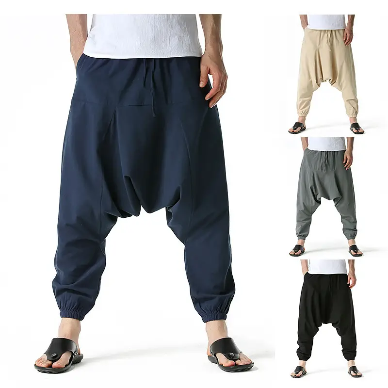 Men Japanese Style Loose Pants Large Black