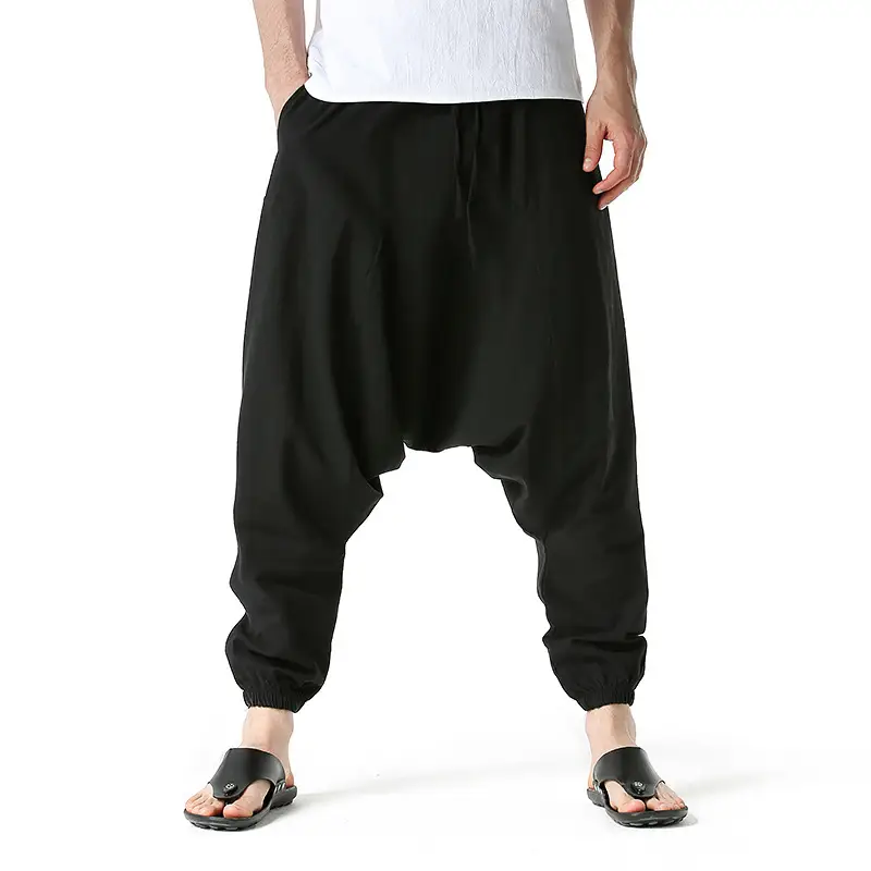 Men Japanese Style Loose Pants Large Black