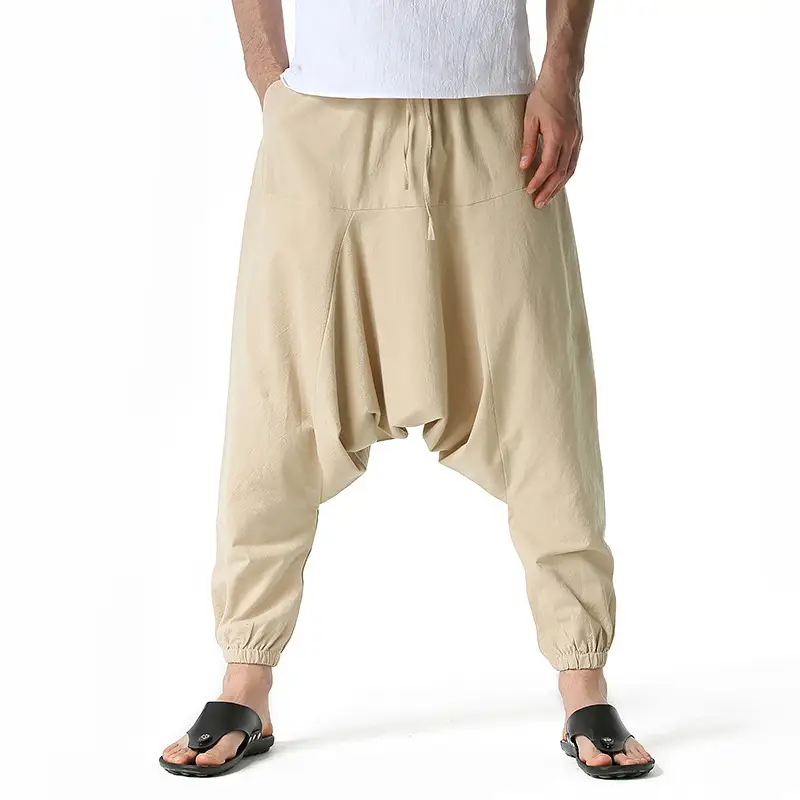 Men Japanese Style Loose Pants Large Black