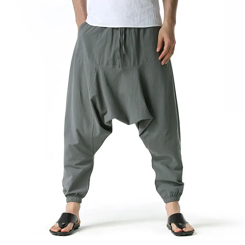 Men Japanese Style Loose Pants Large Black