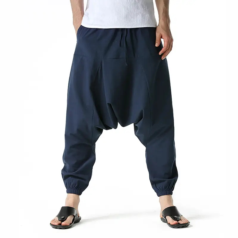 Men Japanese Style Loose Pants Large Black