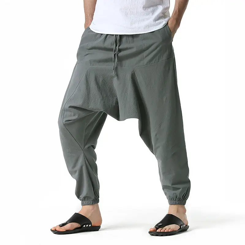 Men Japanese Style Loose Pants Large Black