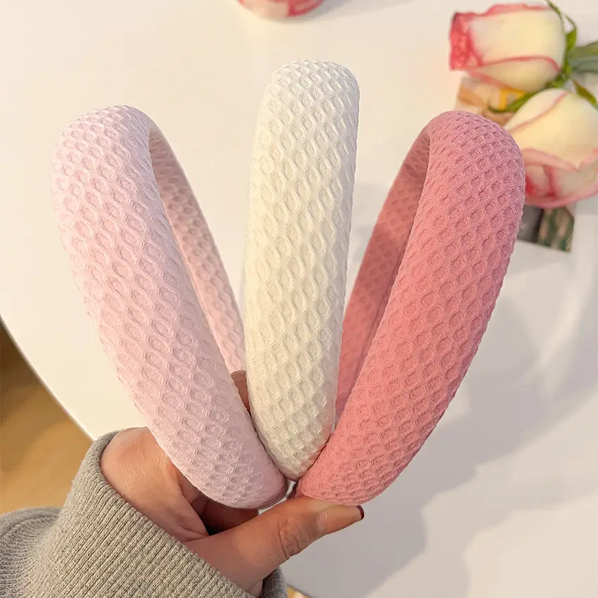 Candy-Colored Waffle Wide Bristle Hair Band for Women - Image 8