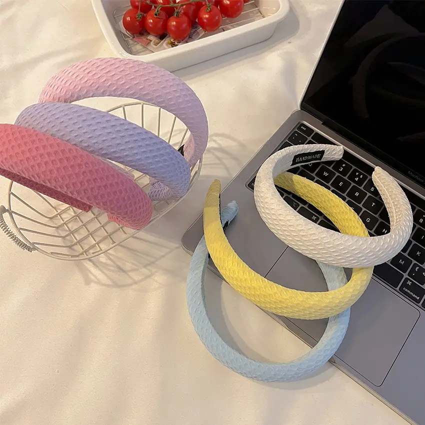 Candy-Colored Waffle Wide Bristle Hair Band for Women - Image 9
