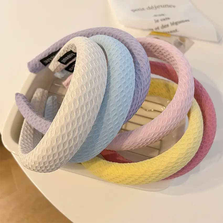 Candy-Colored Waffle Wide Bristle Hair Band for Women - Image 10