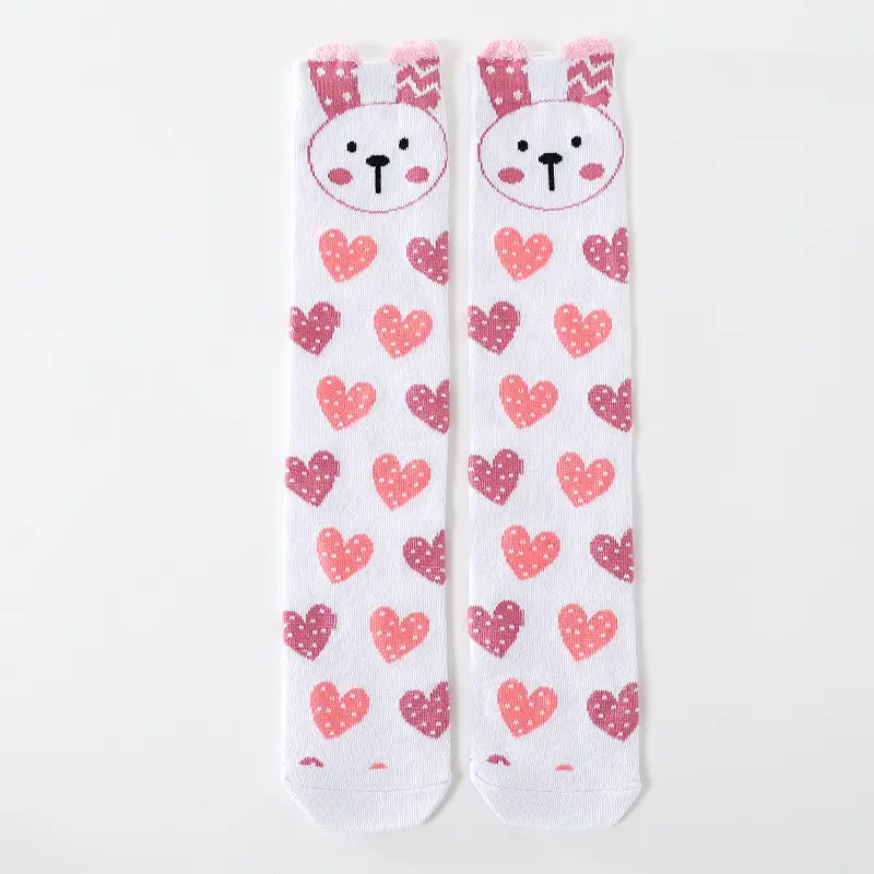 Girls Cartoon Animal Striped Knee Length Stockings