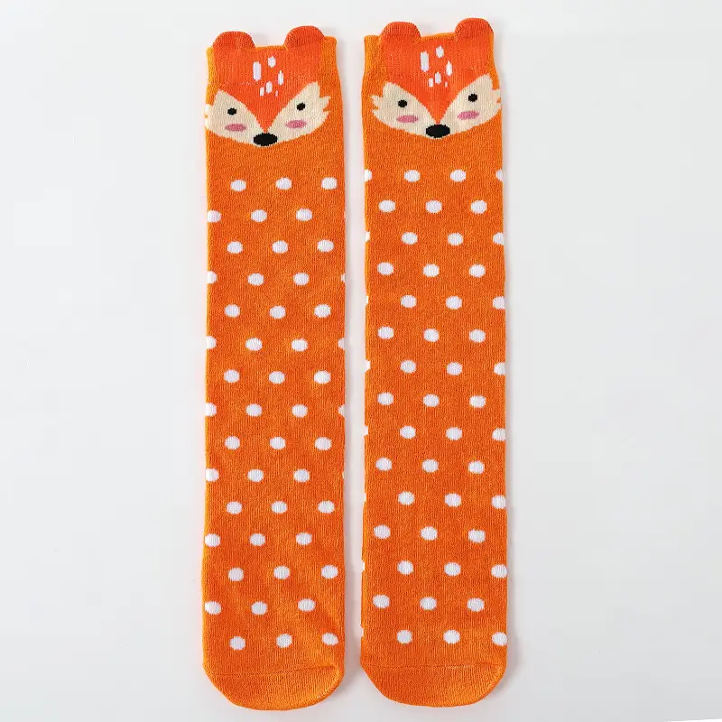 Girls Cartoon Animal Striped Knee Length Stockings