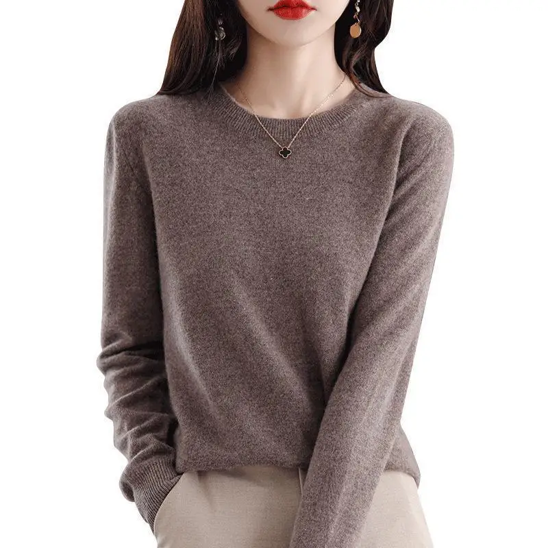 Women Blue Knit Long Sleeve Sweater Round Neck - Image 16