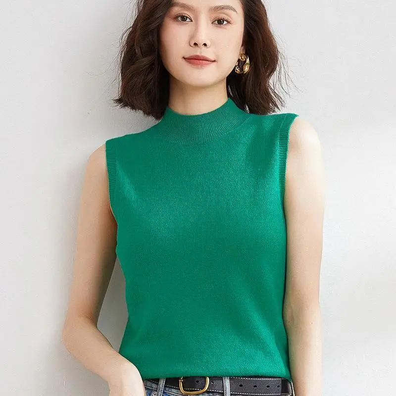 Women's Orange Sleeveless Knit Pullover Top - Image 10
