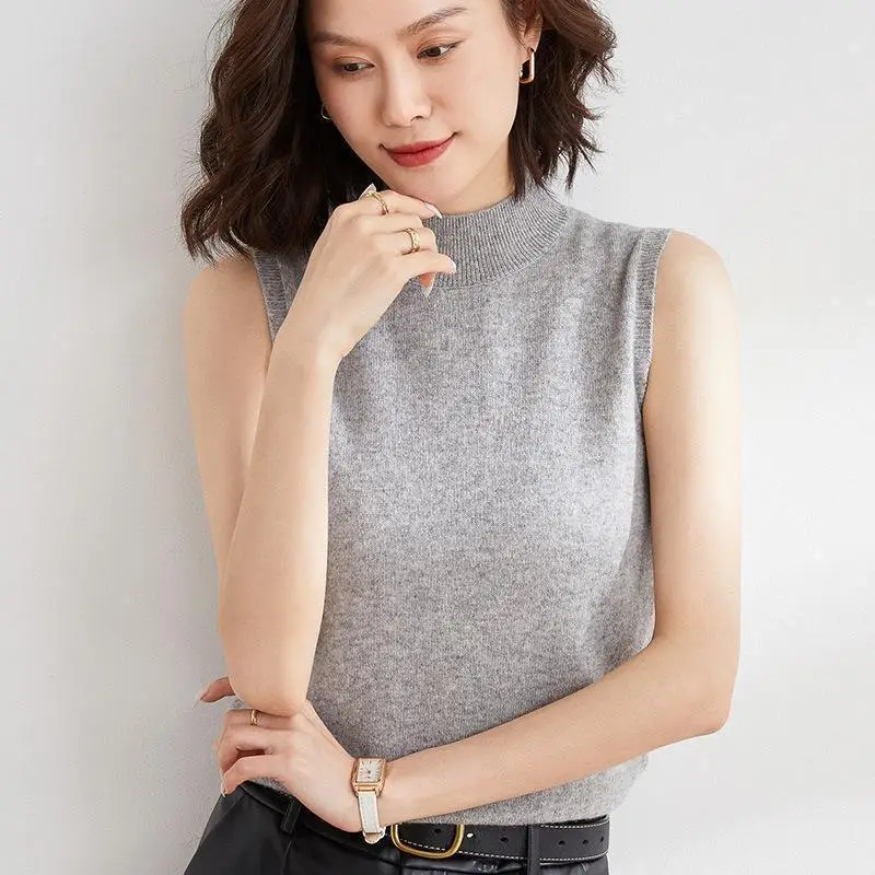 Women's Orange Sleeveless Knit Pullover Top - Image 3