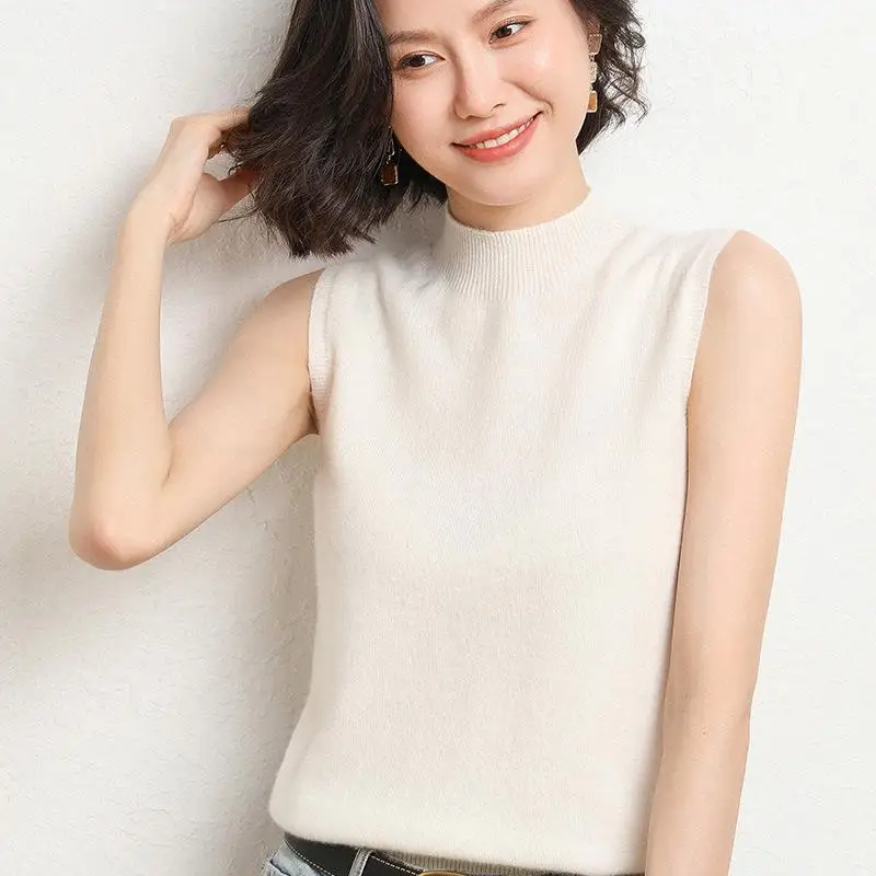Women's Orange Sleeveless Knit Pullover Top - Image 4
