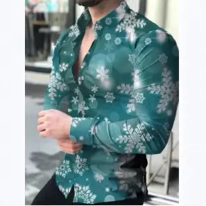 2025 Men 3D Printed Red Blue Lapel Shirt - Image 21