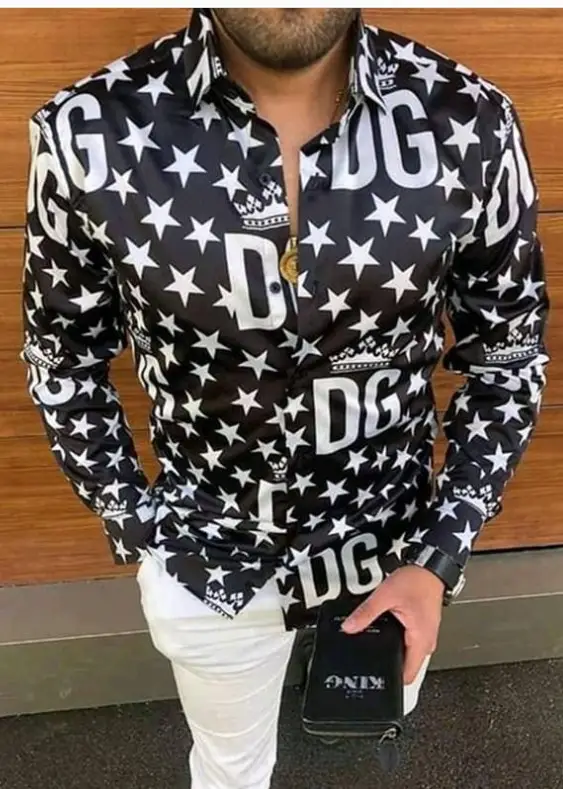 2025 Men 3D Printed Red Blue Lapel Shirt - Image 16