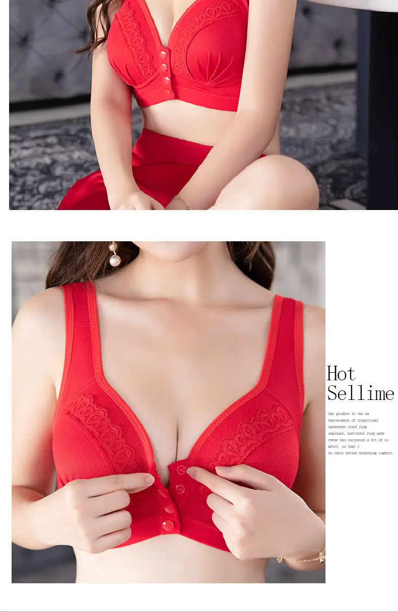 【】Middle-Aged and Elderly Women's Wireless Push-Up Bra, Vest-Style, Front-Opening, Thin, Full-Cup Women's Underwear — feature 6