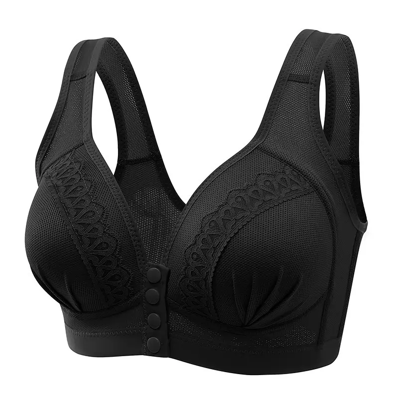 【】Middle-Aged and Elderly Women's Wireless Push-Up Bra, Vest-Style, Front-Opening, Thin, Full-Cup Women's Underwear