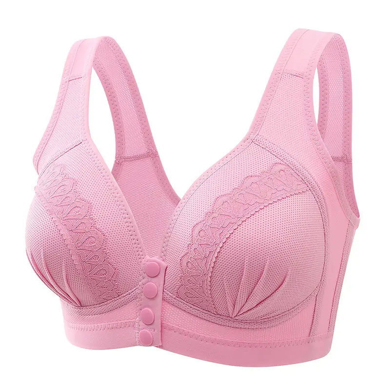 【】Middle-Aged and Elderly Women's Wireless Push-Up Bra, Vest-Style, Front-Opening, Thin, Full-Cup Women's Underwear