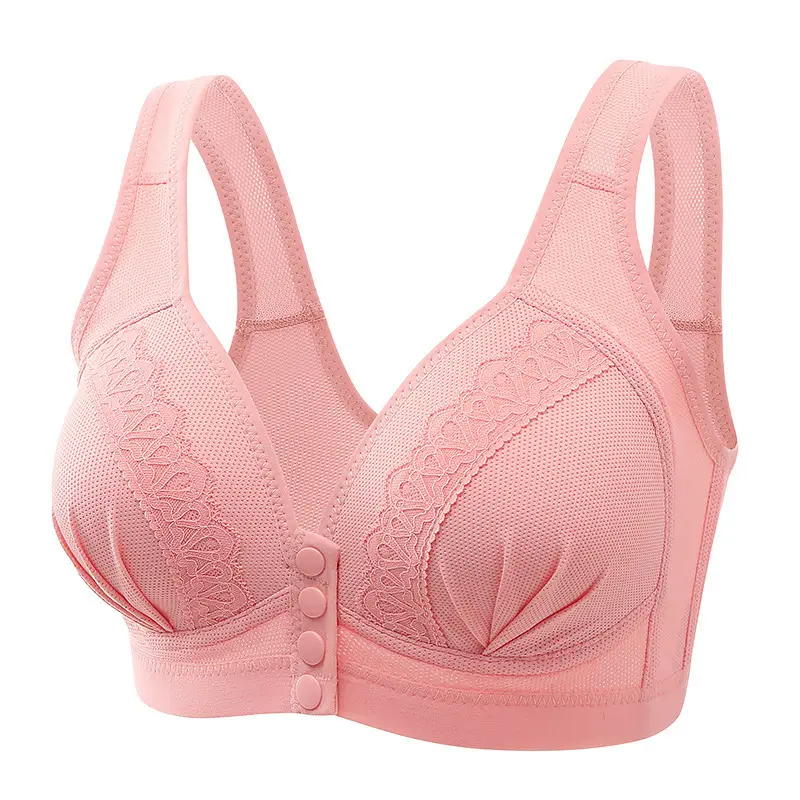 【】Middle-Aged and Elderly Women's Wireless Push-Up Bra, Vest-Style, Front-Opening, Thin, Full-Cup Women's Underwear