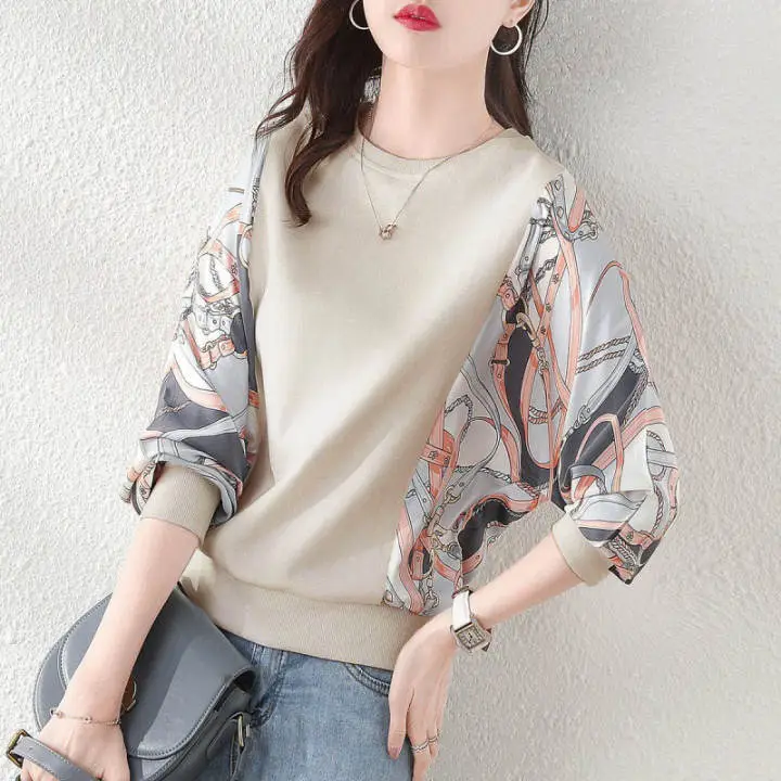 Women's Printed Long Sleeve Sweater Large Size - Image 4