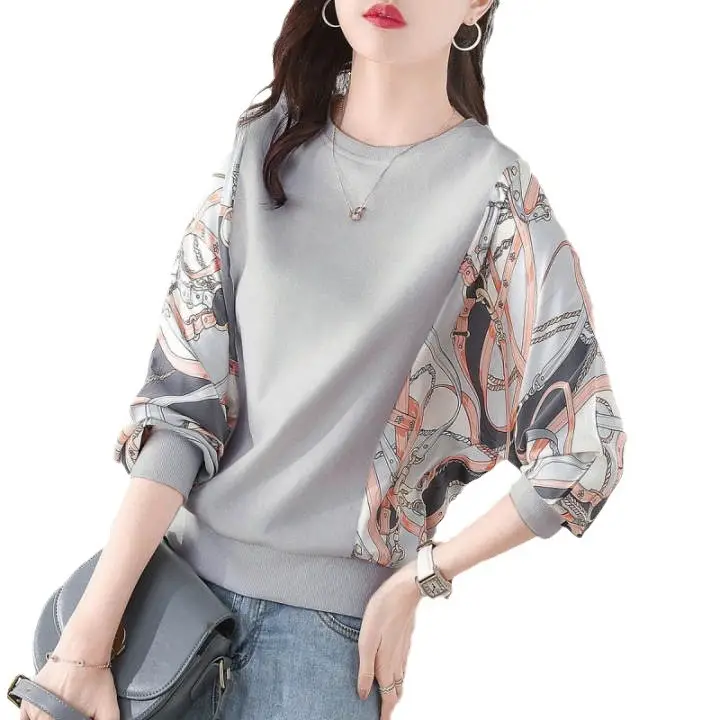 Women's Printed Long Sleeve Sweater Large Size - Image 7