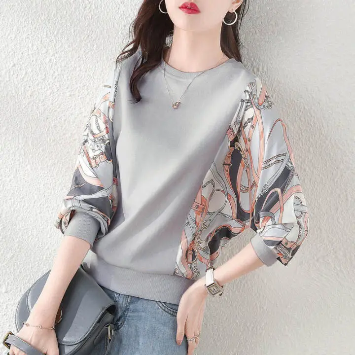 Women's Printed Long Sleeve Sweater Large Size - Image 2