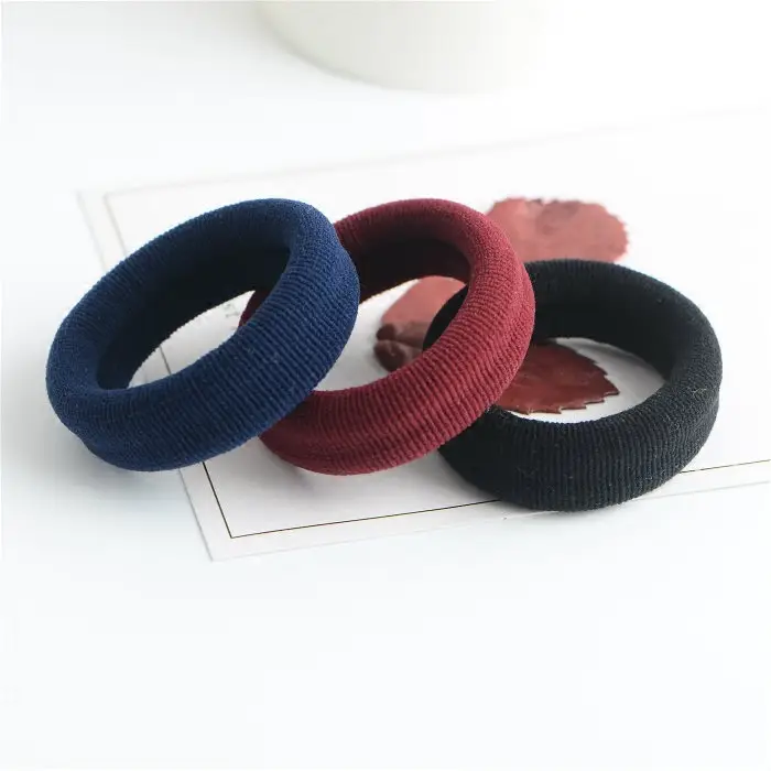 Knitted Hair Ties with Red, Black, Grey & Beige Colors