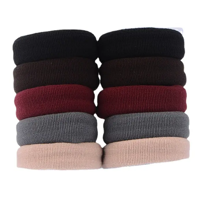 Knitted Hair Ties with Red, Black, Grey & Beige Colors