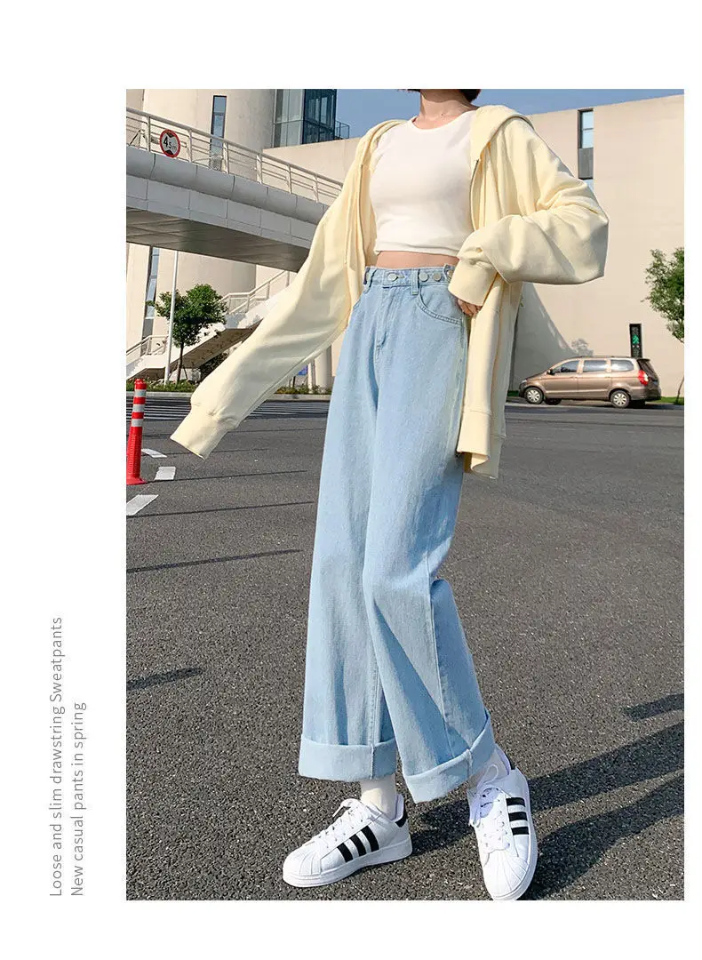 Women Wide Leg Jeans Spring 2022 Loose Slim Fit — feature 11