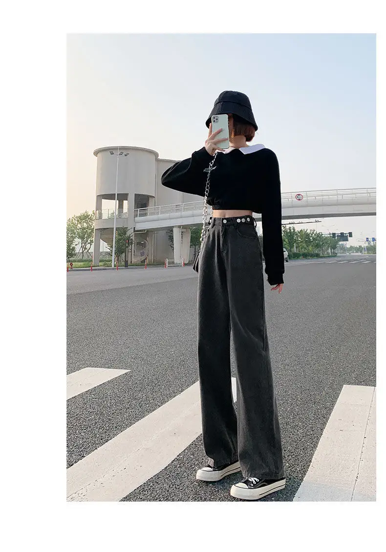 Women Wide Leg Jeans Spring 2022 Loose Slim Fit — feature 17