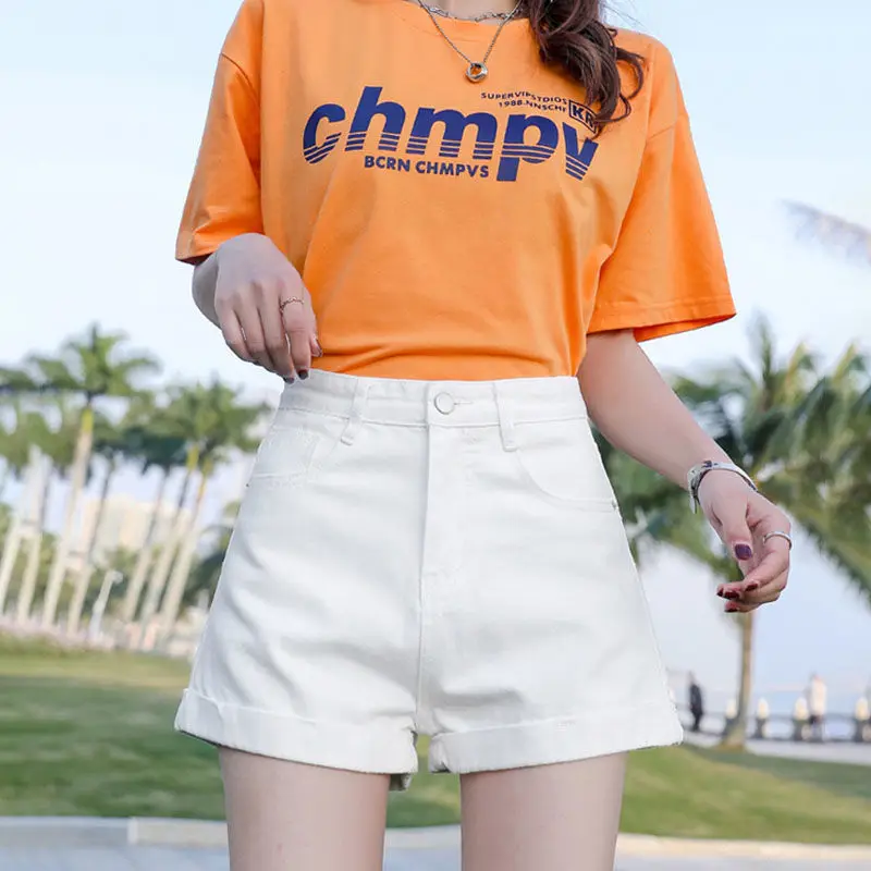 Black Denim Wide Leg High Waist Shorts 2022 - Image 4
