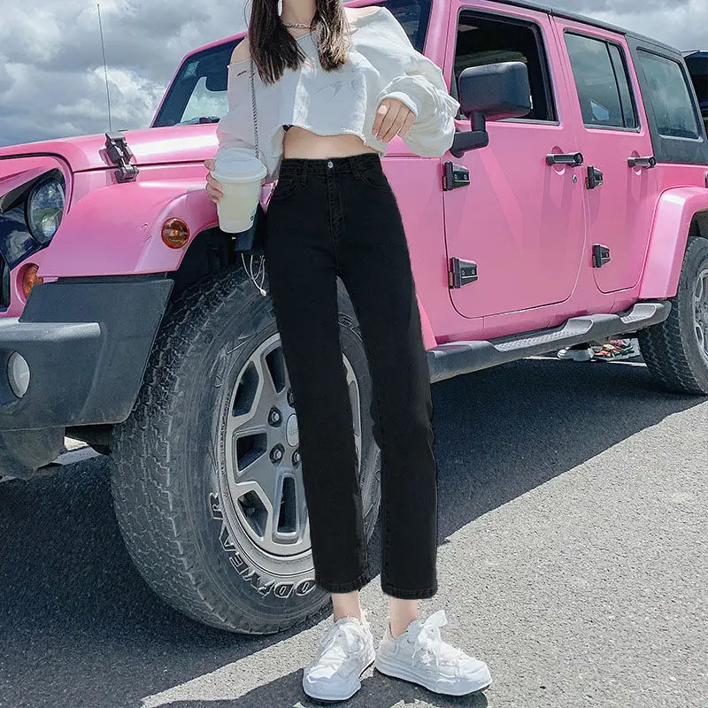 Korean Straight Jeans Women Spring 2022 Loose Slim Stretch - Image 3