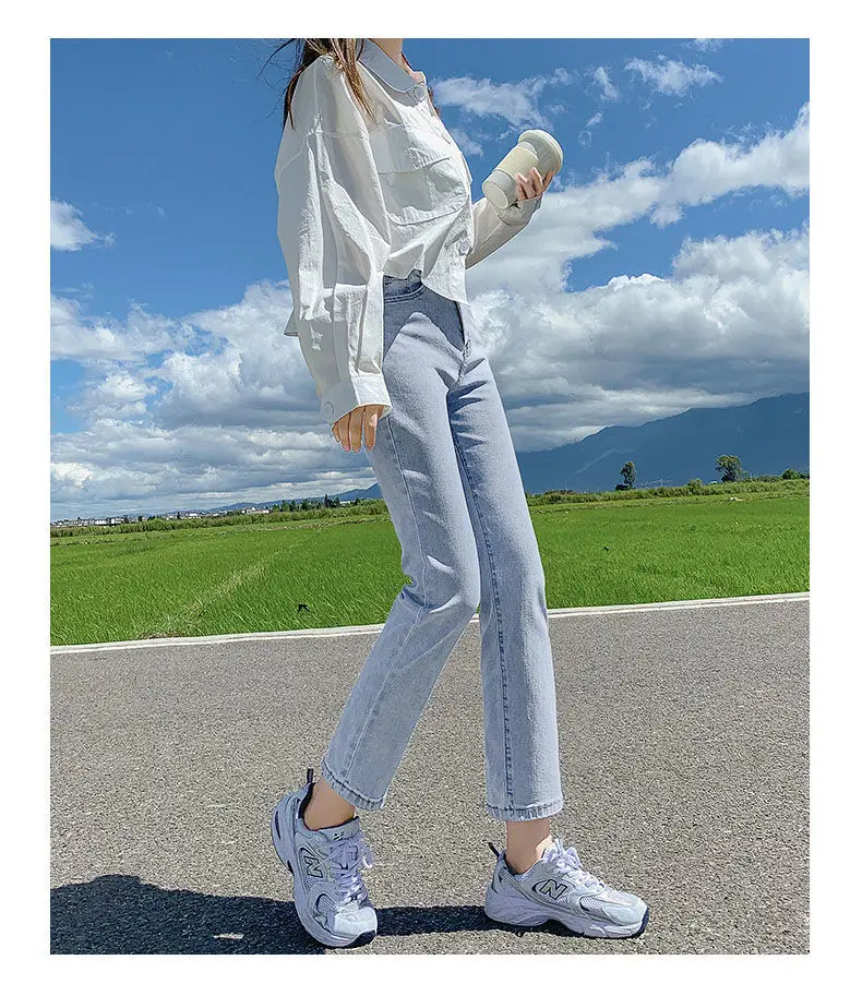Korean Straight Jeans Women Spring 2022 Loose Slim Stretch — feature 12