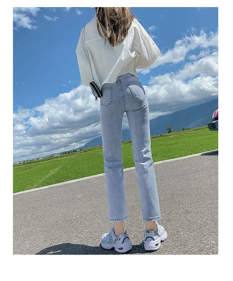 Korean Straight Jeans Women Spring 2022 Loose Slim Stretch — feature 13