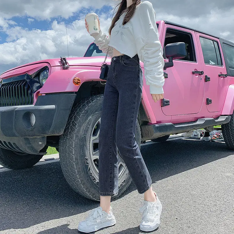 Korean Straight Jeans Women Spring 2022 Loose Slim Stretch — feature 14