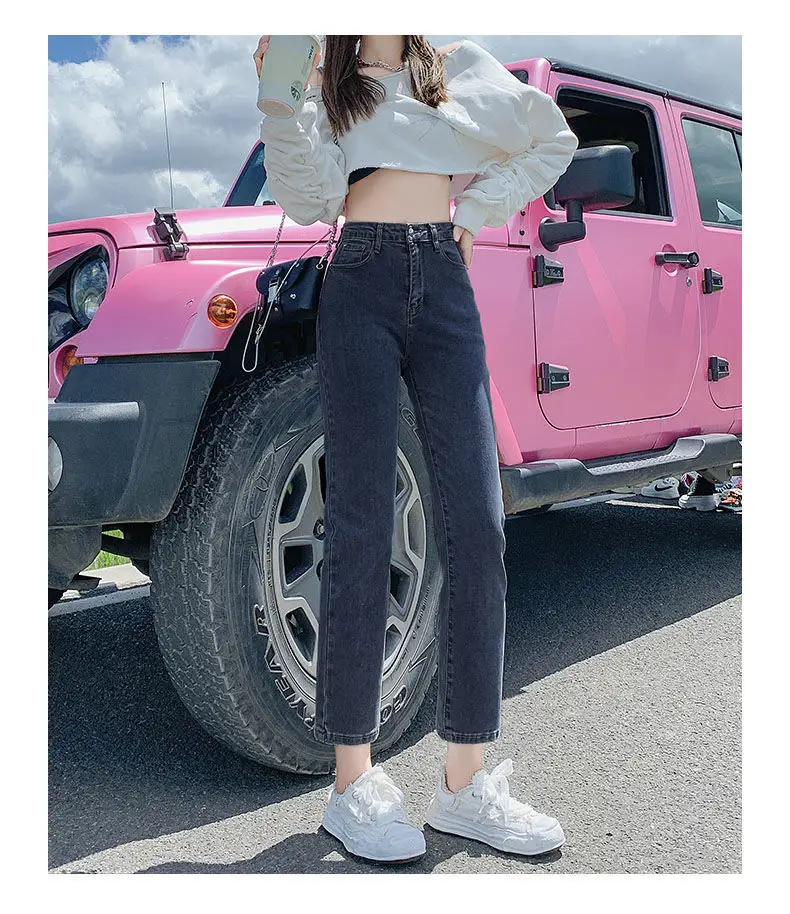 Korean Straight Jeans Women Spring 2022 Loose Slim Stretch — feature 8